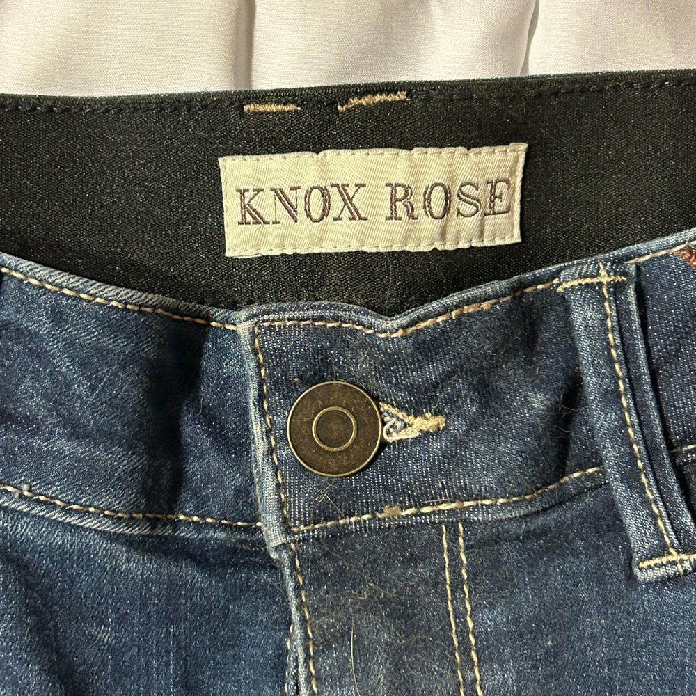 Embroidered Dark Blue Women's Straight Jeans - Picture 3 of 8